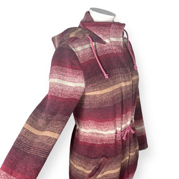 JACK BY BB DAKOTA Wool Blend Hooded Coat Zip Jacket Drawstring Ombre Red Small - Picture 6 of 16